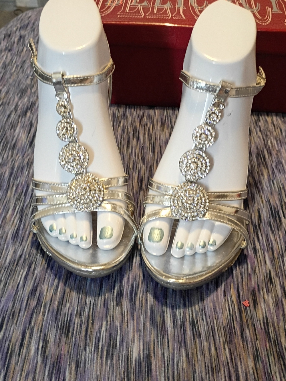 Sparkling Silver Sandals with Crystal Accents All Over ♡